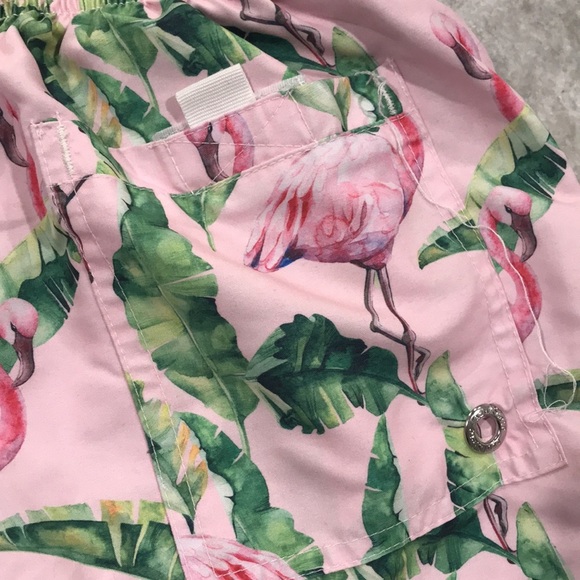 azul Siete Swim Trunks Mens Small Pink Flamingo Beach Coastal - Picture 6 of 12